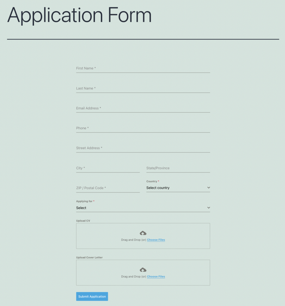 Application Form Forminator